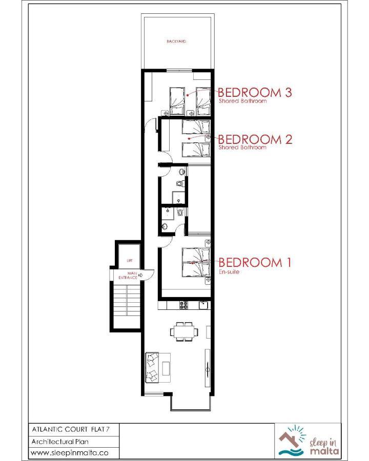 F7 Room 2, Private Bedroom Two Single Beds Shared Bathroom In Shared Flat Мсида Экстерьер фото